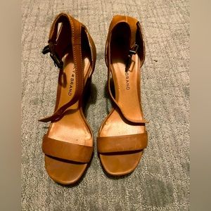 Brown/tan wedge sandals - 4” heel